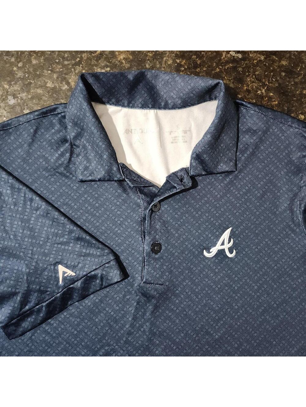 Antigua Atlanta Braves Performance Stretch Polo Golf Preppy Casual Mens Small